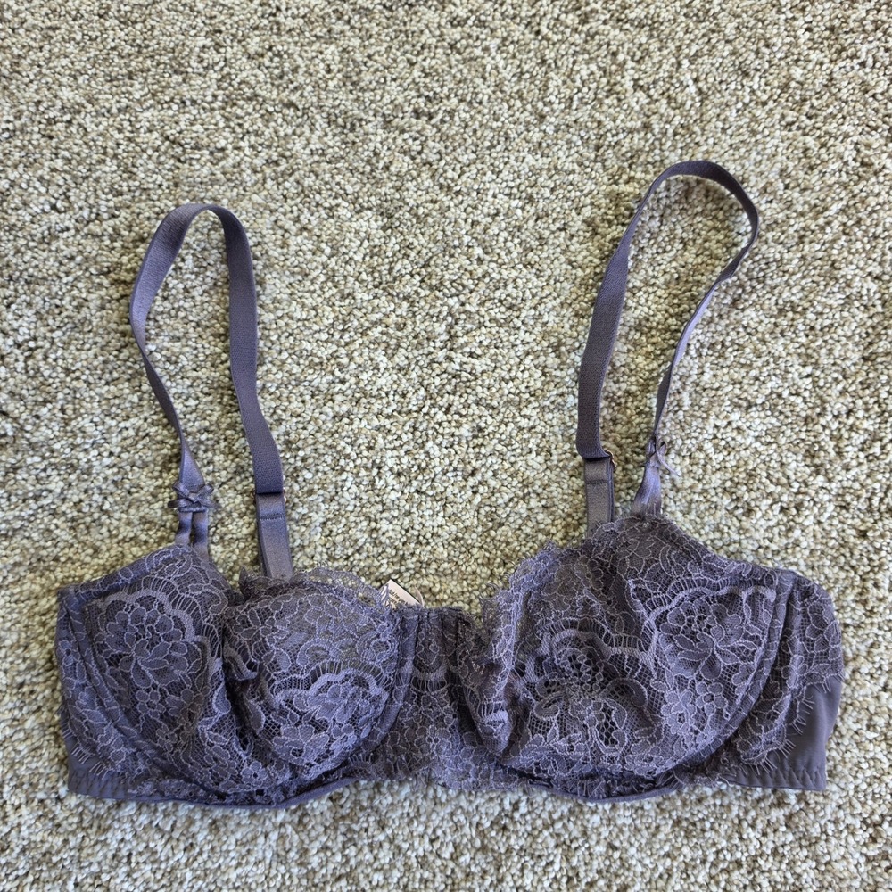 Victoria's Secret Dream Angels Bra Womens 36C Purple Lace Wicked Unlined Uplift